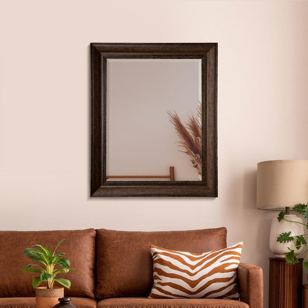 Elegant Beaded Bronze Rectangular Vanity Wall Mirror - 28.5 x 34.5