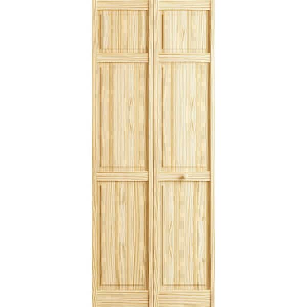 Veranda 36 in. x 78 in. Raw 6-Panel Pine Interior Closet Bi-fold Door