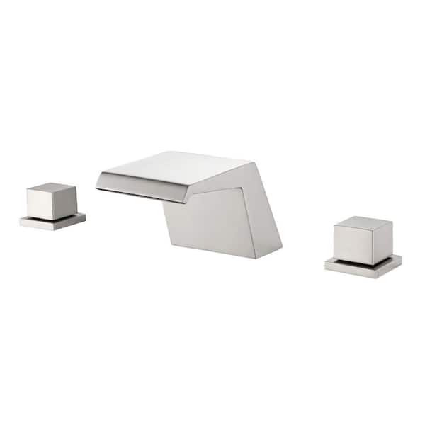 Zalerock Waterfall 8 in. Widespread 2-Handle Bathroom Faucet in Brushed Nickel