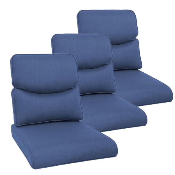 Gymojoy 22 in. x 25 in. 6-Piece Deep Seating Outdoor Lounge Chair Replacement Cushion and Back Pillow in Blue