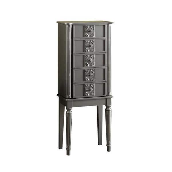 Unbranded Classic Vintage Rectangular Silver gray Double Side Opening Jewelry Armoire