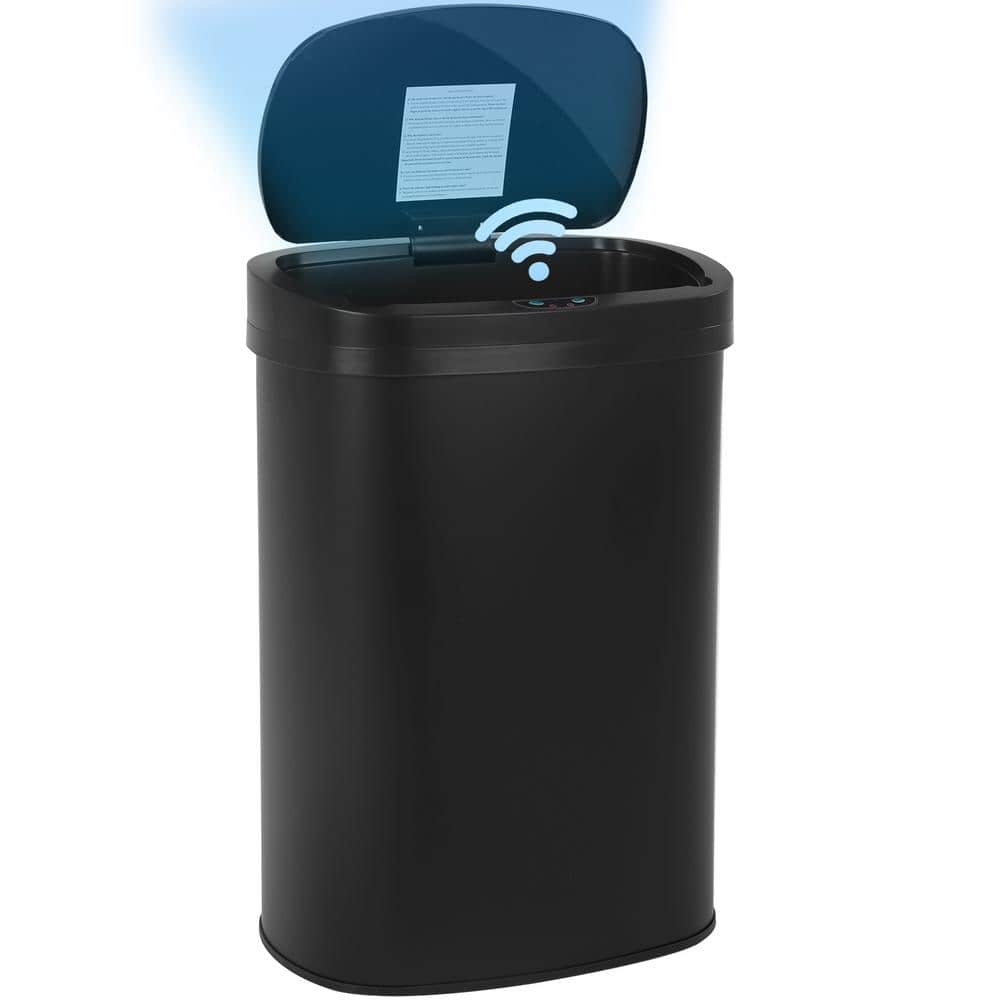 Furniture of America Taylor 13 Gal. Black Metal Household Trash