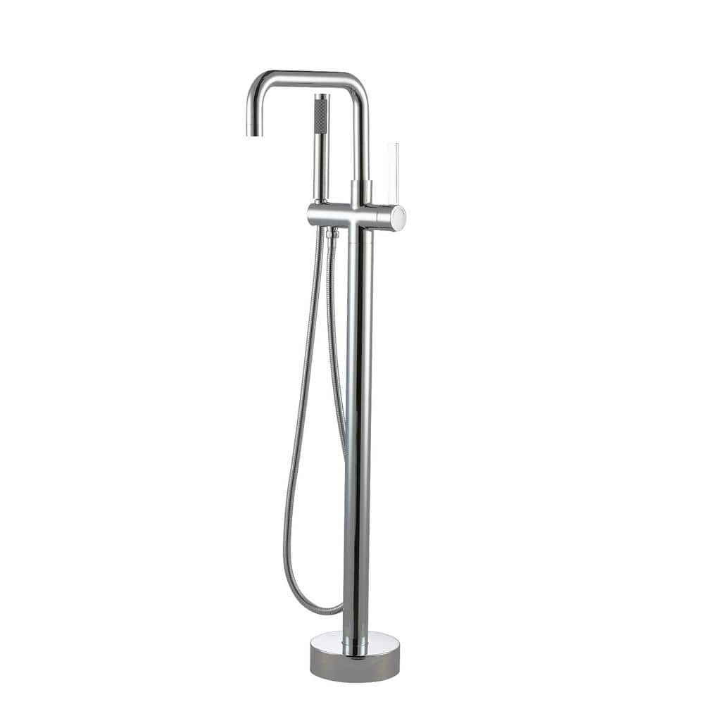 Single-Handle Freestanding Tub Faucet Floor Mount Bathtub Filler with Hand Shower in. Polished Chrome price history on PriceWatchPro