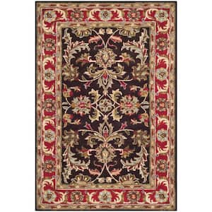 Heritage Chocolate/Red 4 ft. x 6 ft. Border Area Rug