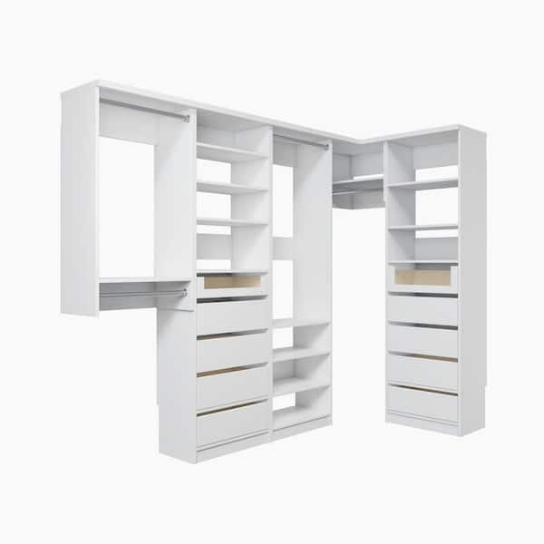 VIA Closets 143.5 in. W Tranquil White Walk-in Floor-Mount 4-Rod 10 ...