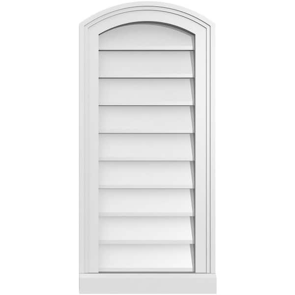 Ekena Millwork 14" x 30" Arch Top Surface Mount PVC Gable Vent: Functional with Brickmould Sill Frame