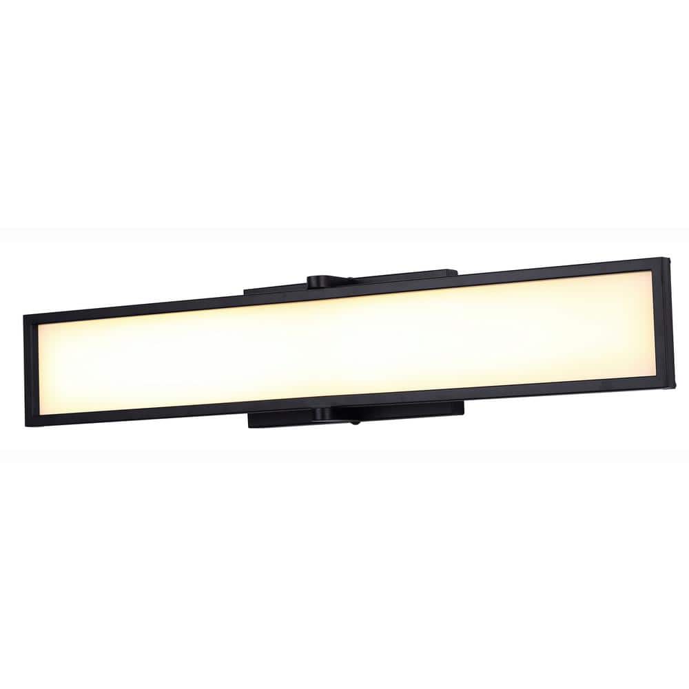 CANARM Pax 24 in. 1-Light Matte Black LED Vanity Light Bar with Opal Glass Lens -  LVL229A24BK