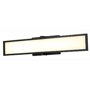 Pax 24 in. 1-Light Matte Black LED Vanity Light Bar with Opal Glass Lens