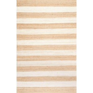 Alisia Stripes Jute Off White Doormat 3 ft. x 5 ft. Area Rug