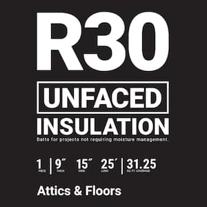 R-30 Unfaced Fiberglass Insulation Roll 15 in. x 25 ft.