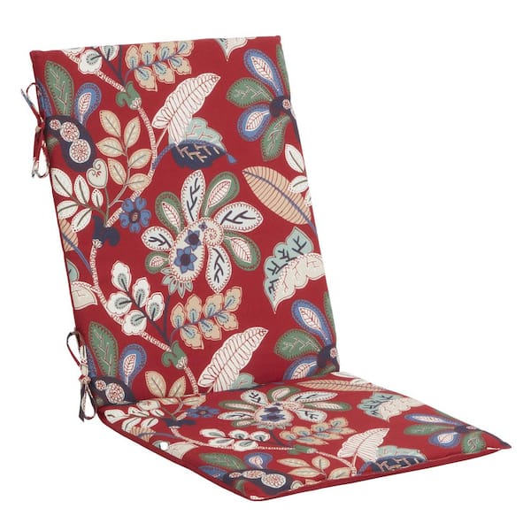 19.5 in. x 42 in. Universal Outdoor High Back Dining Chair Cushion in Chili Paisley (Set of 2)