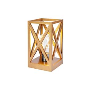8.9 in. Retro Battery Powered Indoor Table Lamps, Gold Finish
