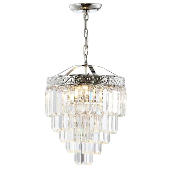 Wyatt 12 in. 2-Light Polished Nickel/Clear Crystal Chandelier