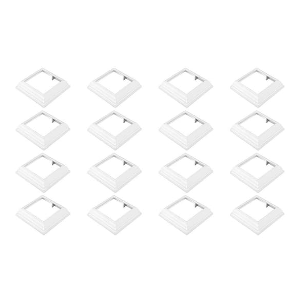 16Pcs Vinyl 4x4 Inch Post Skirt Base Cover Split Style Reusable Column Wraps for Deck Stairs Rails White