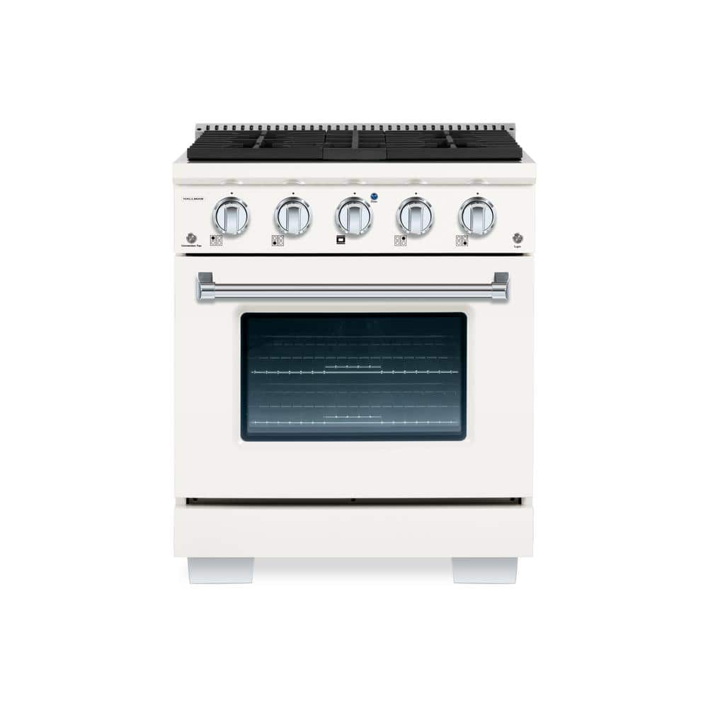 BOLD 30"" 4.2 Cu. Ft. 4 Burner Freestanding All Gas Range with Gas Stove and Gas Oven in White -  Hallman, HBRG30CMWT