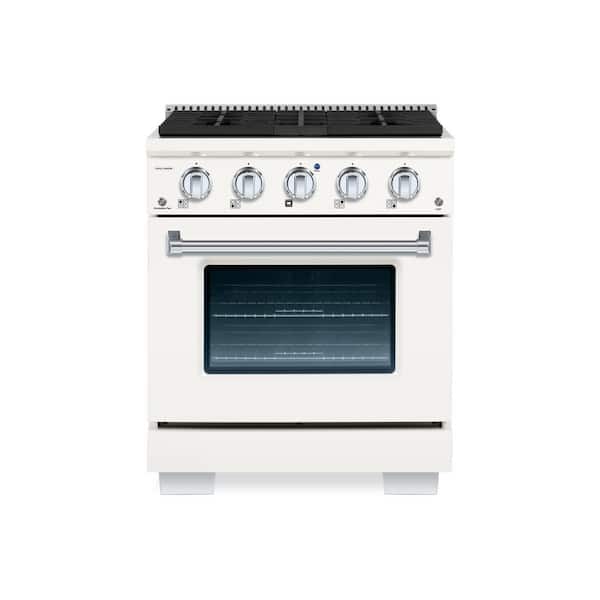 Hallman BOLD 30" 4.2 Cu. Ft. 4 Burner Freestanding All Gas Range with Gas Stove and Gas Oven in White