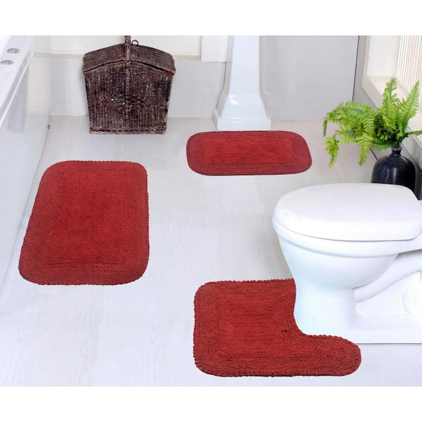 Garland Rug Traditional 4-Piece Bathroom Rug Set Red
