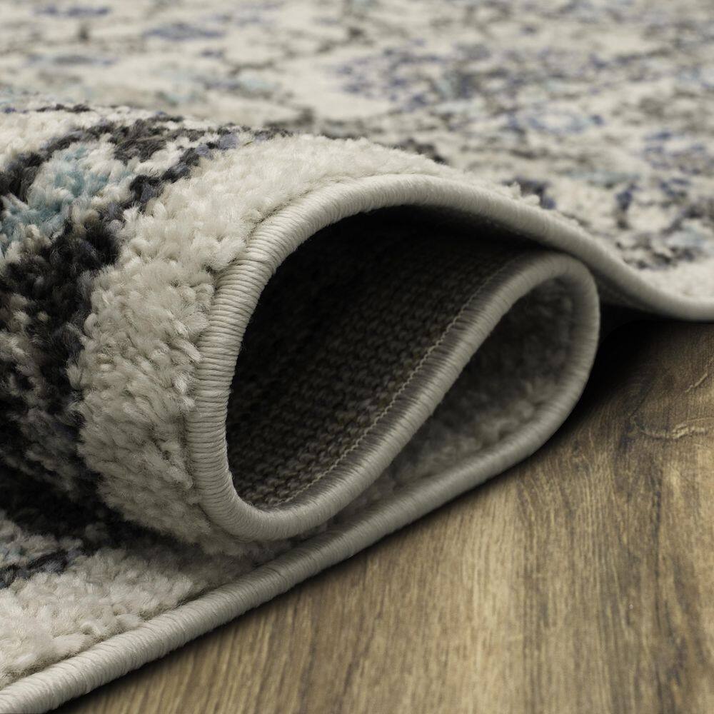 Bonilla Sky Blue Floral Synthetic Area Rug, 5'3" x 8'