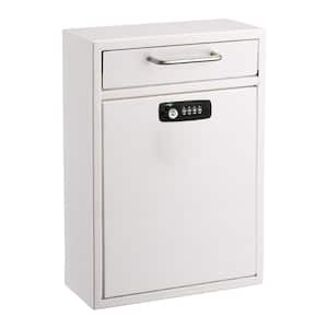 Large Mail Wall-Mount Secure Drop Box with Key and Combination Locking System, White