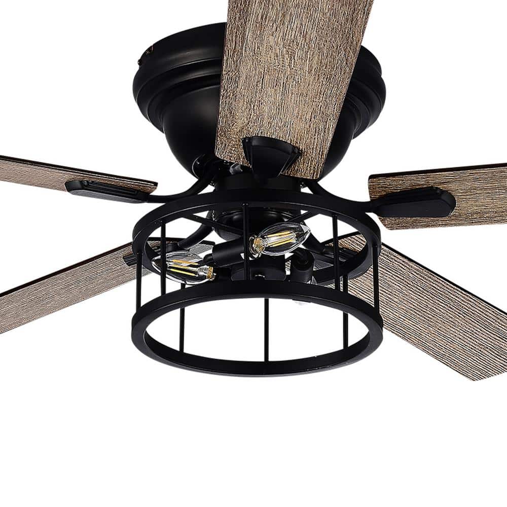 Lamober Broderick 52 in. Indoor Black Hugger Ceiling Fan with Light Kit