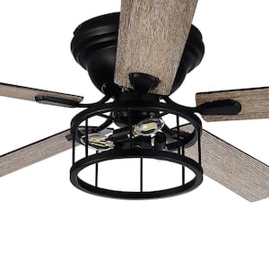 Broderick 52 in. Indoor Black Hugger Ceiling Fan with Light Kit and Remote Control Included