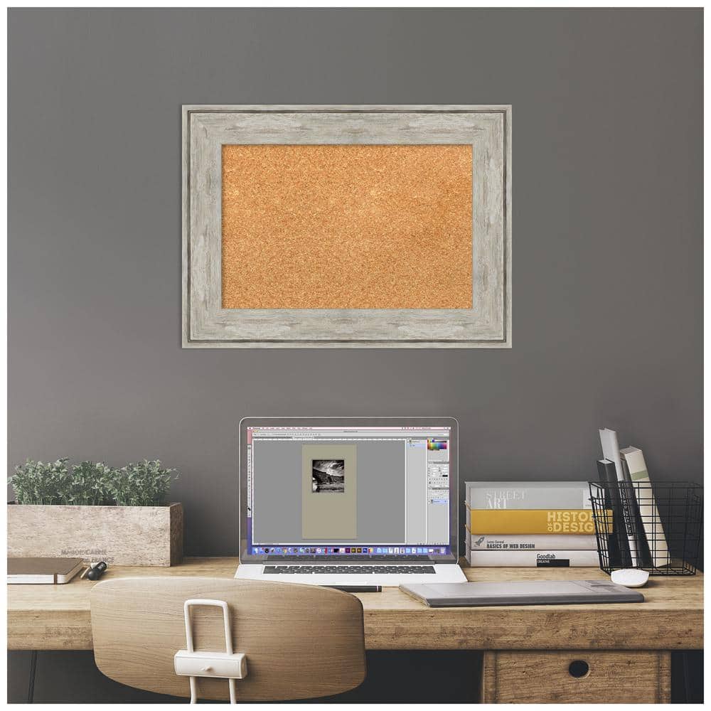 Crackled Metallic Framed Natural Cork Bulletin Board