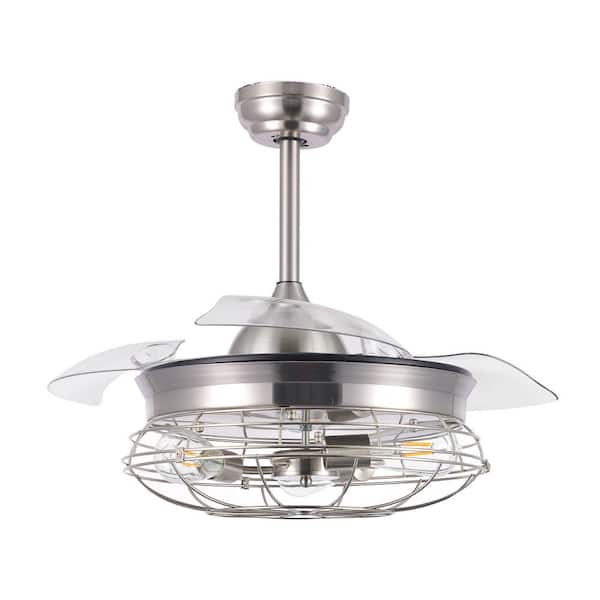 Bella Depot 42 in. LED Brushed Nickel Retractable Ceiling Fan with Light and Remote Control