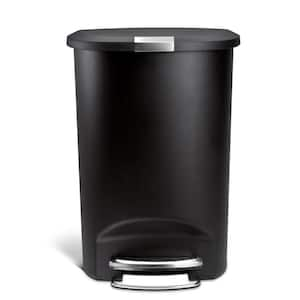 13 Gal. Semi-Round Step Trash Can with Soft-Close Locking Lid, Black Plastic