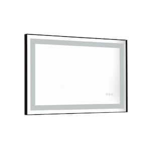 36 in. W x 24 in. H Rectangular Framed Anti-Fog Dimmable LED Wall Mounted LED Bathroom Vanity Mirror in Black