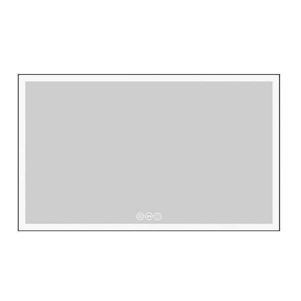 FUNKOL 60 in. W x 36 in. H Rectangular Aluminum Framed Wall Mount Bathroom Vanity Mirror with Anti-Fog、 3-Color Adjustable LED
