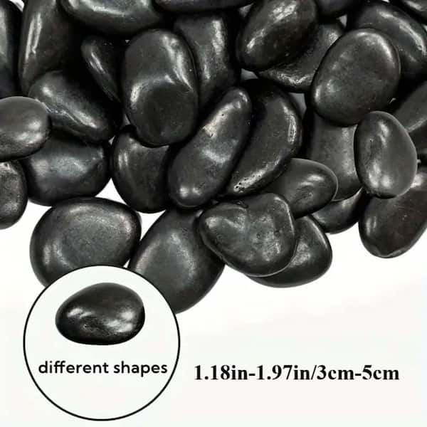 38 lbs. Black River Rocks, Pebbles Polished Gravel, Decorative Garden Stone, 1-3 in. Large Polished River Rocks