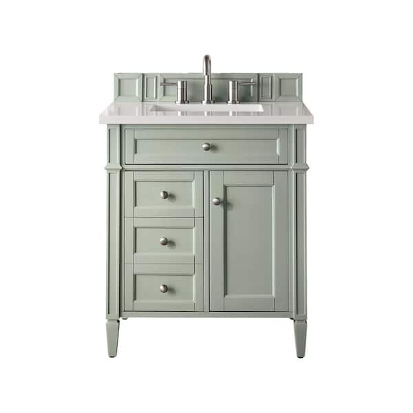 James Martin Vanities Brittany 30.0 in. W x 23.5 in. D x 34 in. H Bathroom Vanity in Sage Green with Classic White Quartz Top