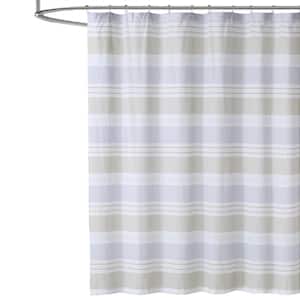 72 in. Blue and Tan Spa Stripe Spa Shower Curtain