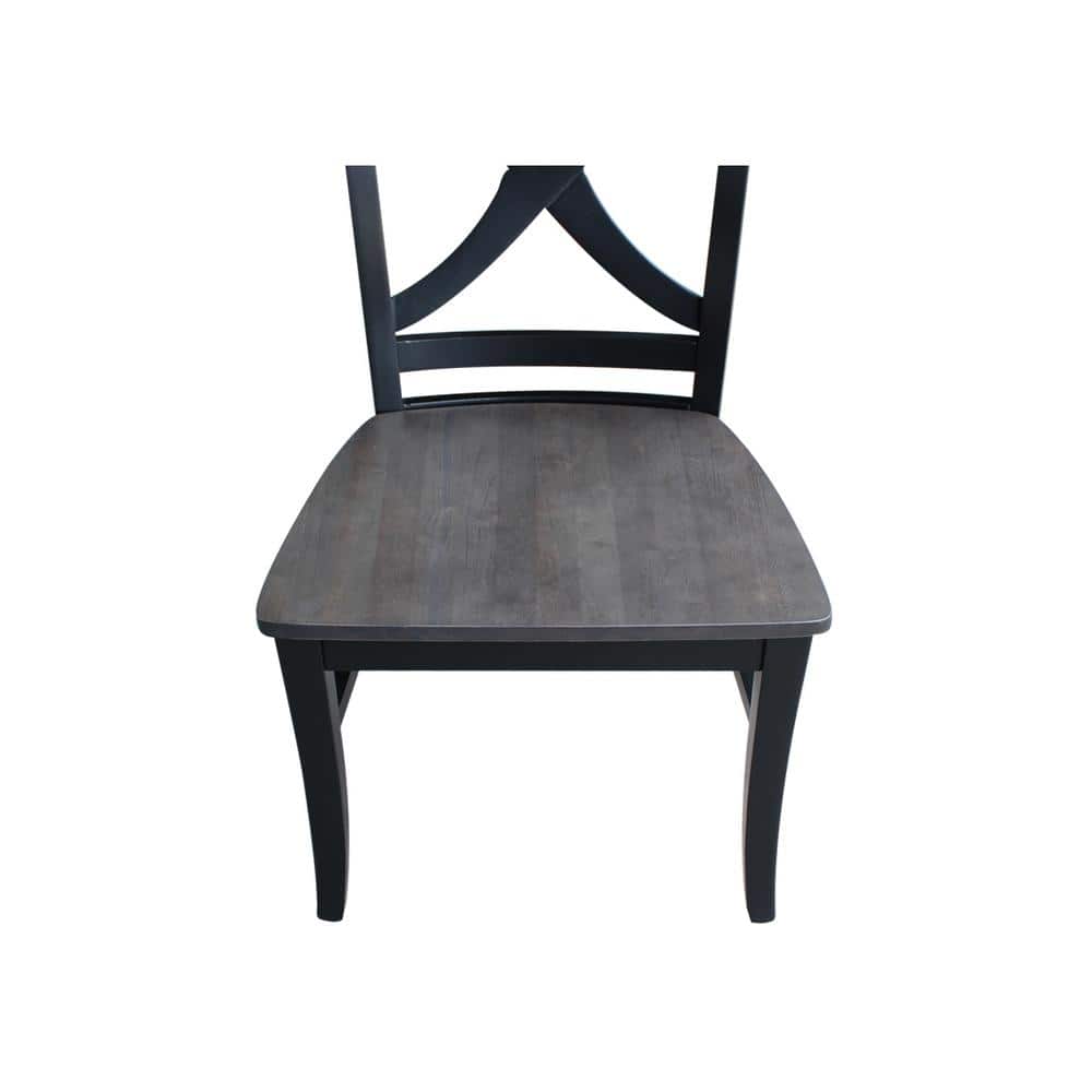 Black High Cross Back Solid Wood Dining Chair