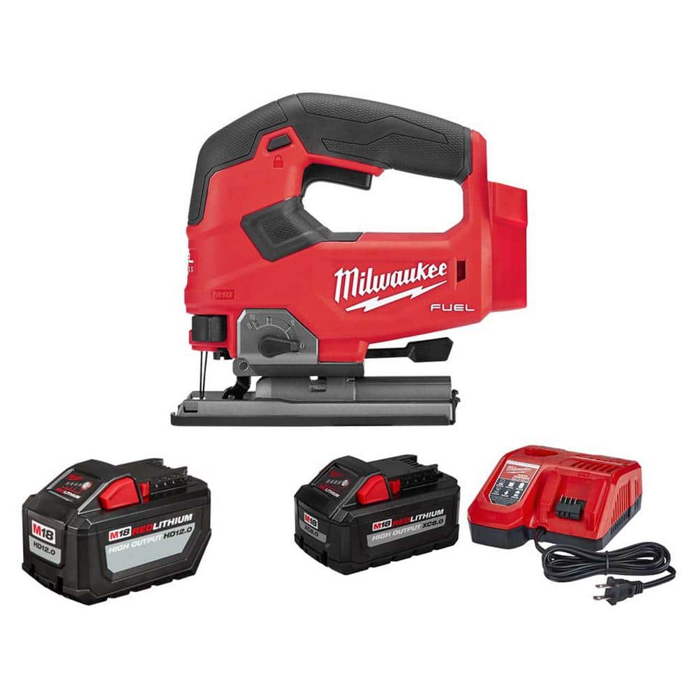 Milwaukee M18 FUEL 18V Lithium-Ion Brushless Cordless Jig Saw, 12.0Ah. Battery and 8.0ah Starter Kit