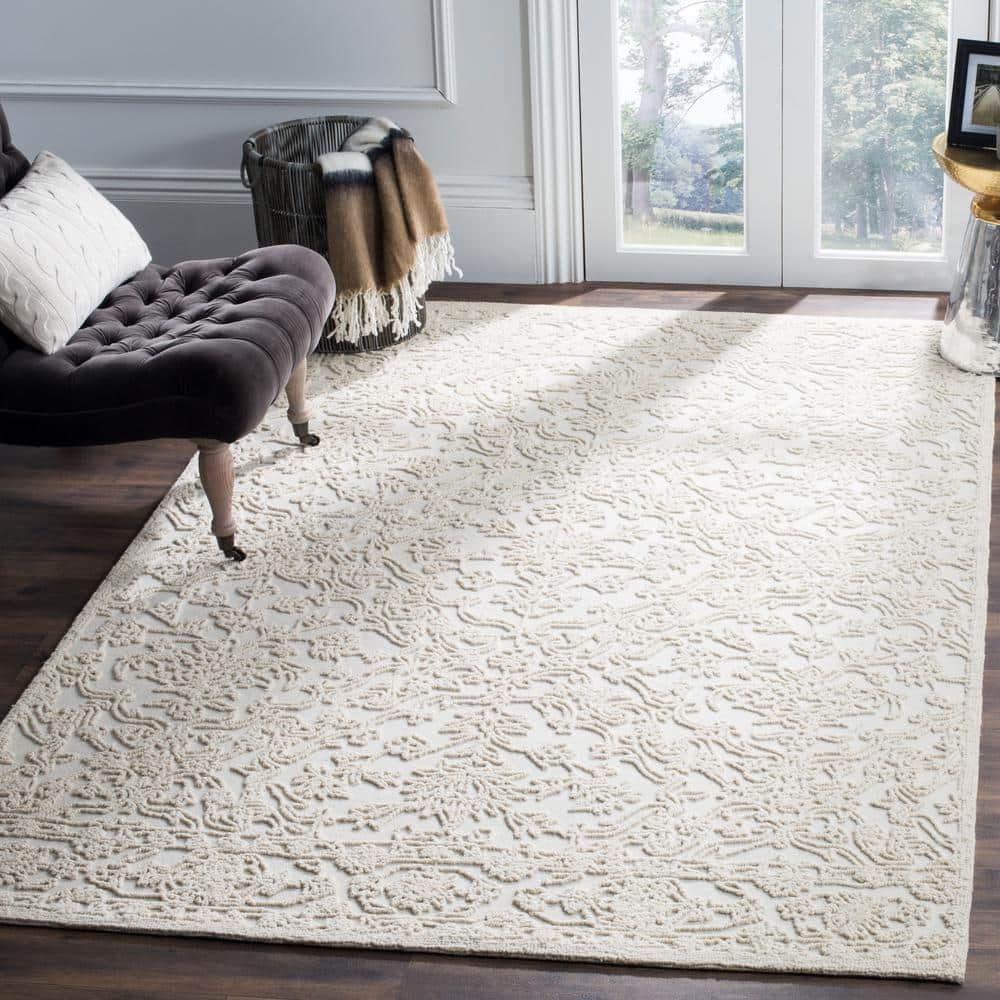 Ivory Hand-Tufted Wool 10' x 14' Rectangular Area Rug