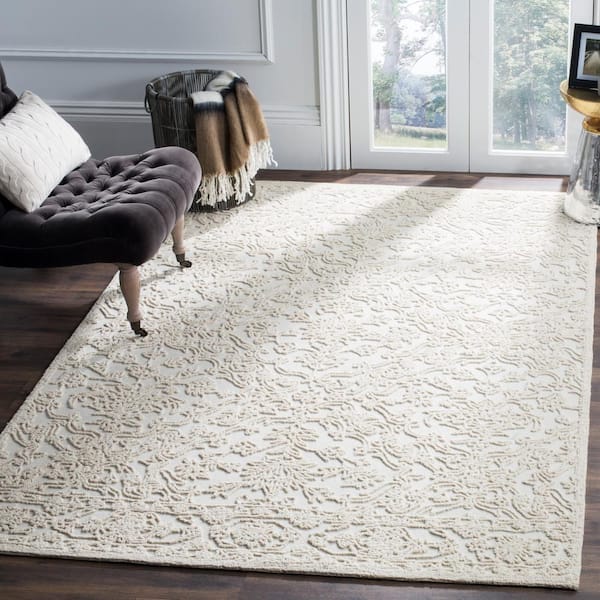 Trace Ivory 10 ft. x 14 ft. Floral Medallion Area Rug