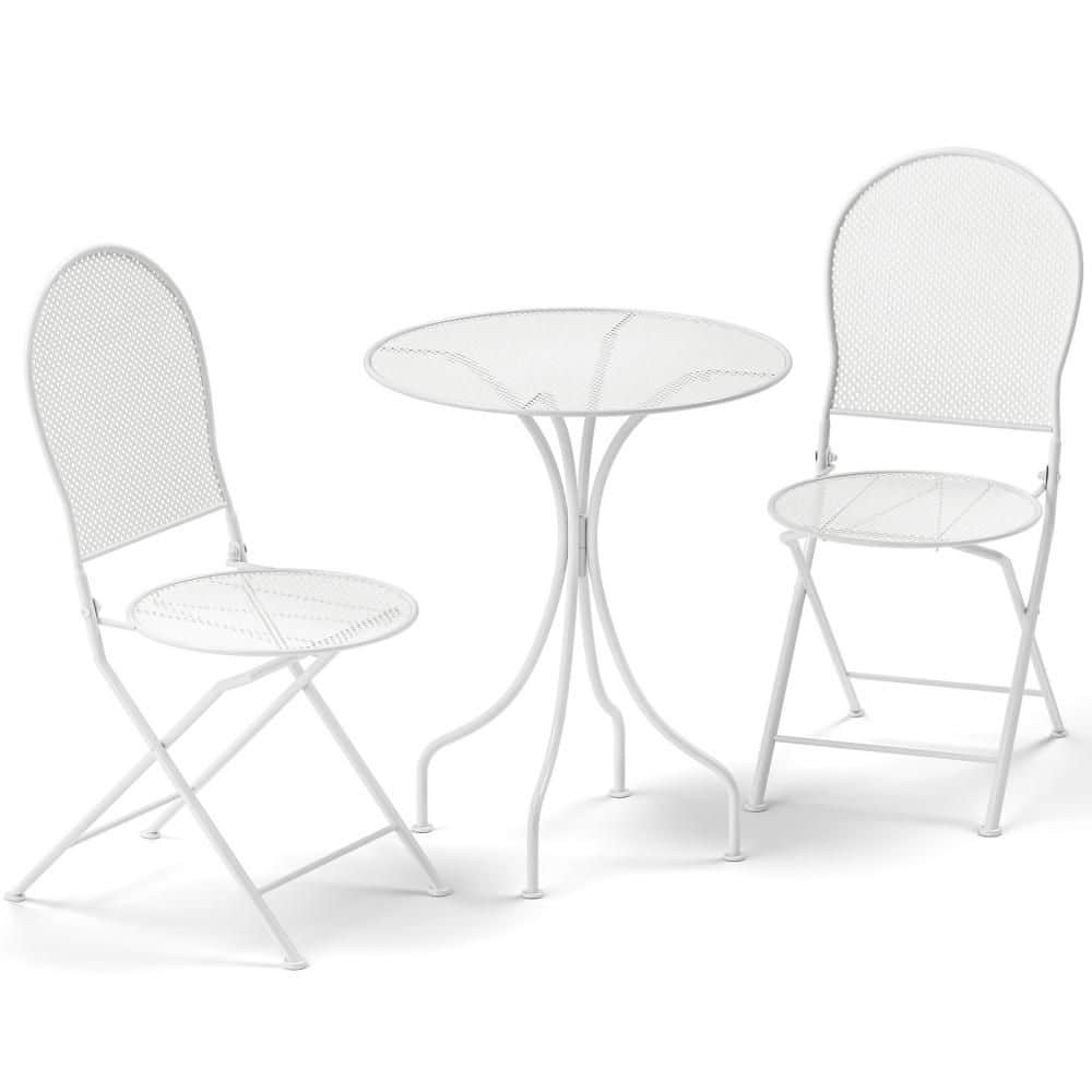 3 Piece Patio Set w/ Rattan-like Pattern Metal Patio Folding Bistro Set for 2 price history on PriceWatchPro