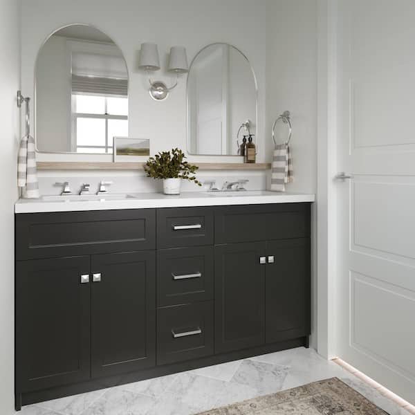 ARIEL Hamlet 61 in. W x 22 in. D x 36 in. H Bath Vanity in Black with ...