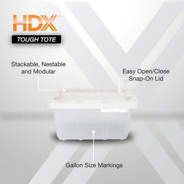 6.5-Qt Tough Storage Tote in Clear with White Lid