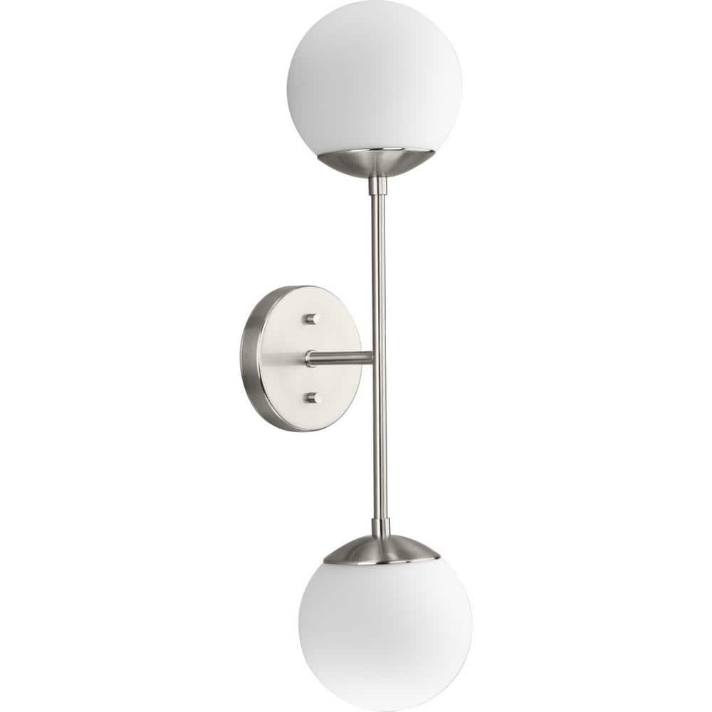 Haas Brushed Nickel 24" Modern Wall Sconce with Opal Glass Globes