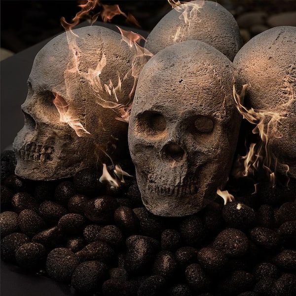 Gray Ceramic Fire Pit Skull Fireproof Decoration for Fire Pits and  Fireplaces 01-0576 - The Home Depot