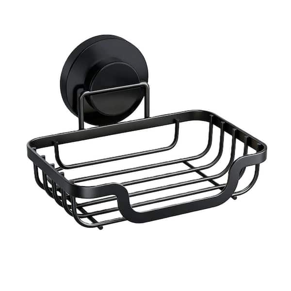 1 Pack Black Stainless Steel No-Drilling Removable Waterproof Soap Dish for Bathroom and Kitchen