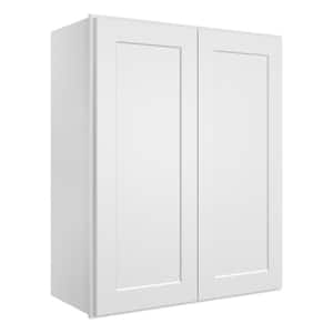 30 in. W x 12 in. D x 36 in. H in Shaker White Plywood Ready to Assemble Wall Cabinet 2-Doors 2-Shelves Kitchen Cabinet