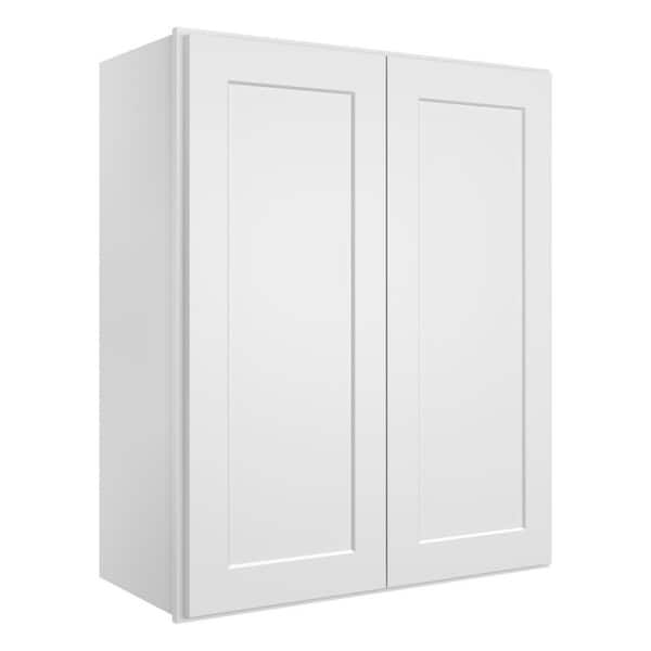 HOMEIBRO 30 in. W x 12 in. D x 36 in. H in Shaker White Plywood Ready to Assemble Wall Cabinet 2-Doors 2-Shelves Kitchen Cabinet
