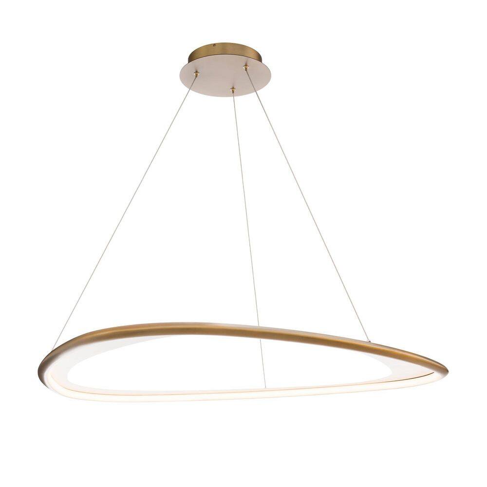 Oyster 42 in. 1-Light Aged Brass Integrated LED Pendant Light Silicone Shade Selectable 4CCT 2700K-3000K-3500K-4000K price history on PriceWatchPro