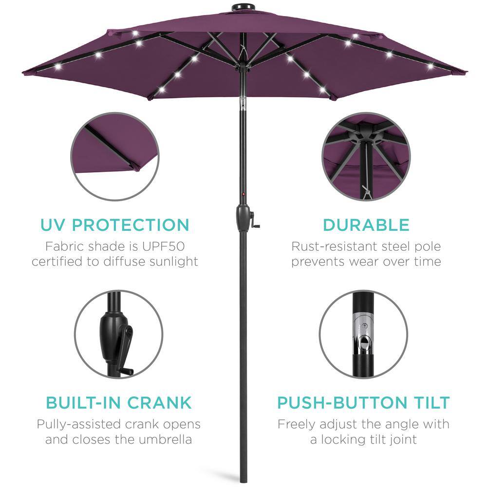 7.5ft Amethyst Purple Solar LED Outdoor Patio Umbrella