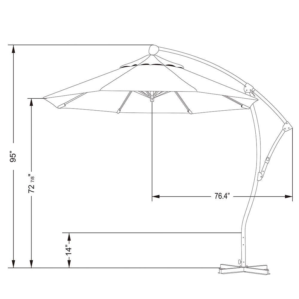 9 ft Yellow Aluminum Cantilever Patio Umbrella with Crank