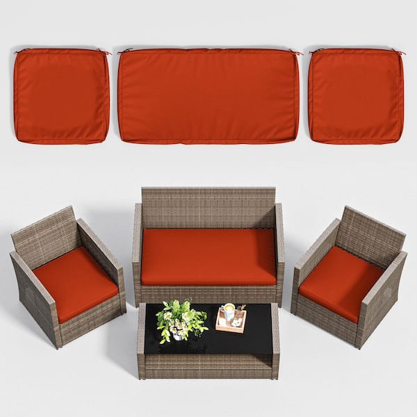 3-Piece 36 x 18 in. & 18 x 18 in. Outdoor Cushion Covers Replacement with Zipper Orange