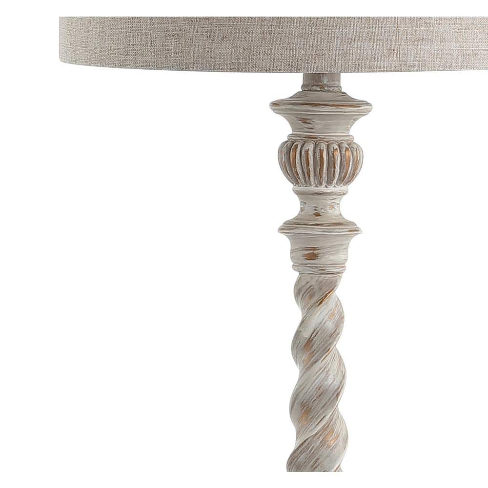 Regent 33" White Wash Rustic Resin Table Lamp with Linen Shade